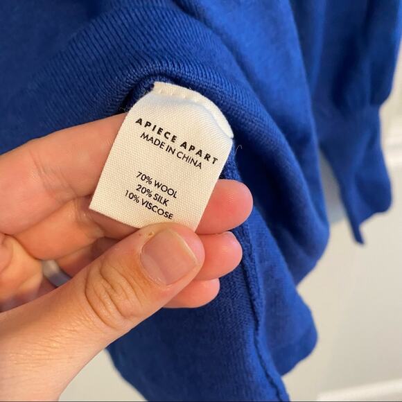 NWT APIECE APART Royal Blue Wool Silk Balloon Sleeve Sweater Small - Picture 12 of 16
